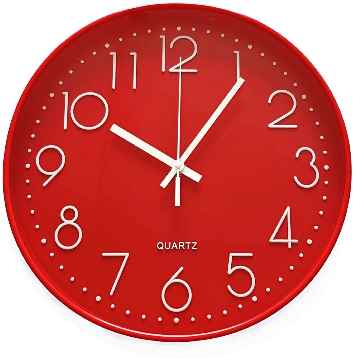 Omgoods - Wandklok - Stille Wandklok - Perfect voor slaapkamer en kantoor - Rood - Quartz - Batterij-gevoed - Geschikt voor klaslokaal - 30 cm