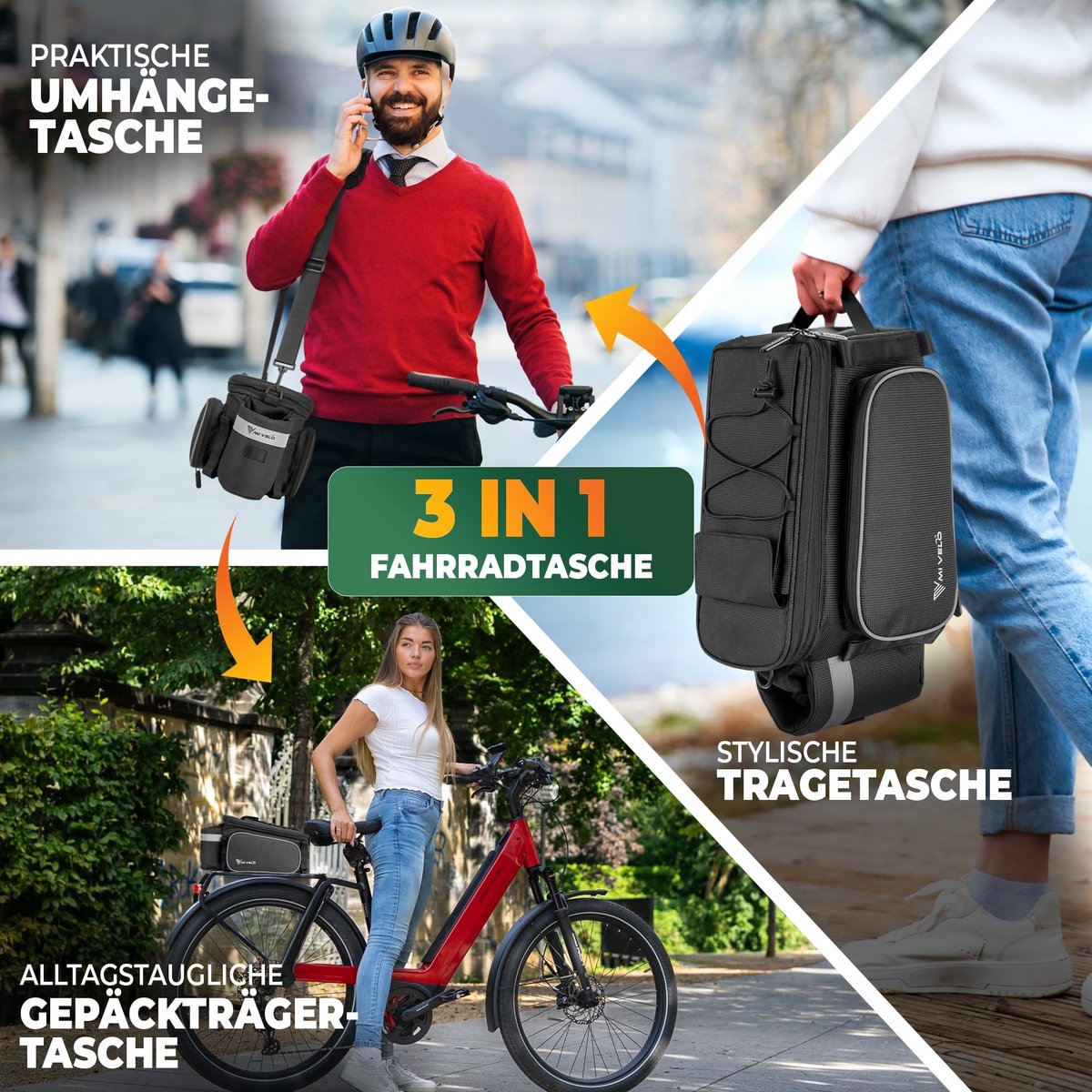 Omgoods - Fietstas voor Achterdrager - Waterafstotende Uitbreidbare Bag - 20L