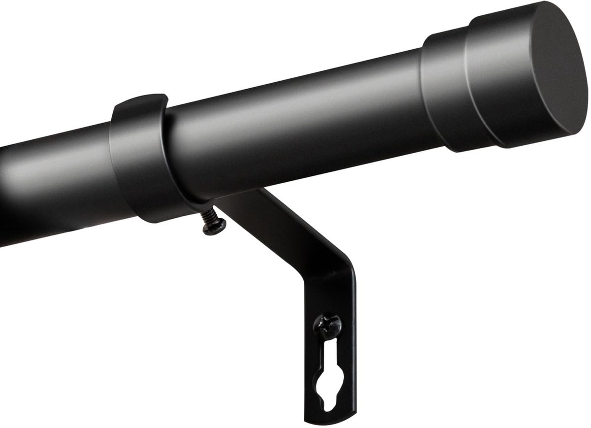 Omgoods - Uittrekbare Gordijnroede Zwart 76-230 cm - Inclusief Installatieset voor Zware en Lichte Gordijnen