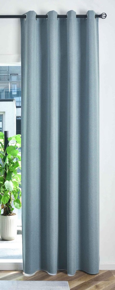 Omgoods - Blackout Gordijn met Oogjes - Blauw 225 x 145 cm voor Volledige Verduistering