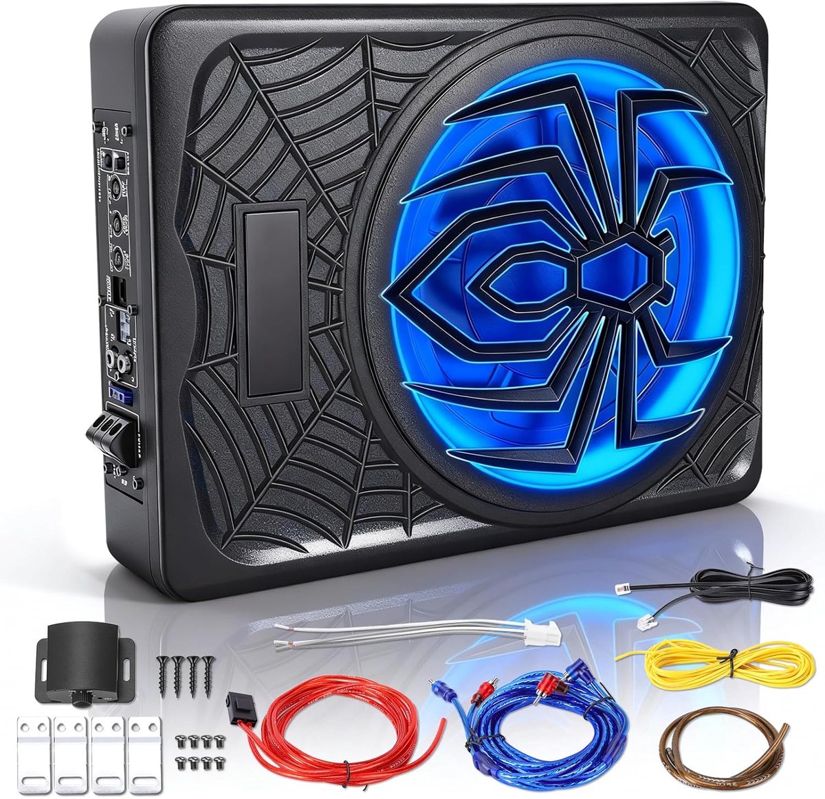 Auto Actief onder de zitting 10 inch 1250 W ultra platte basbox woofer luidspreker met versterker auto audio voertuig geluidssysteem auto truck SUV RGB ultra dun hoge lage