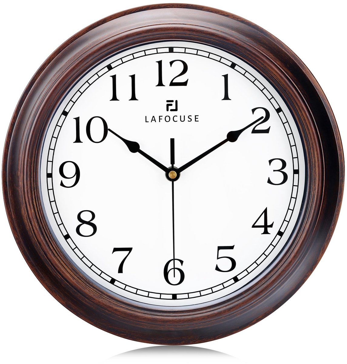 Omgoods - Mahonie Retro Wandklok - 30 cm Vintage Stijl zonder Geluid