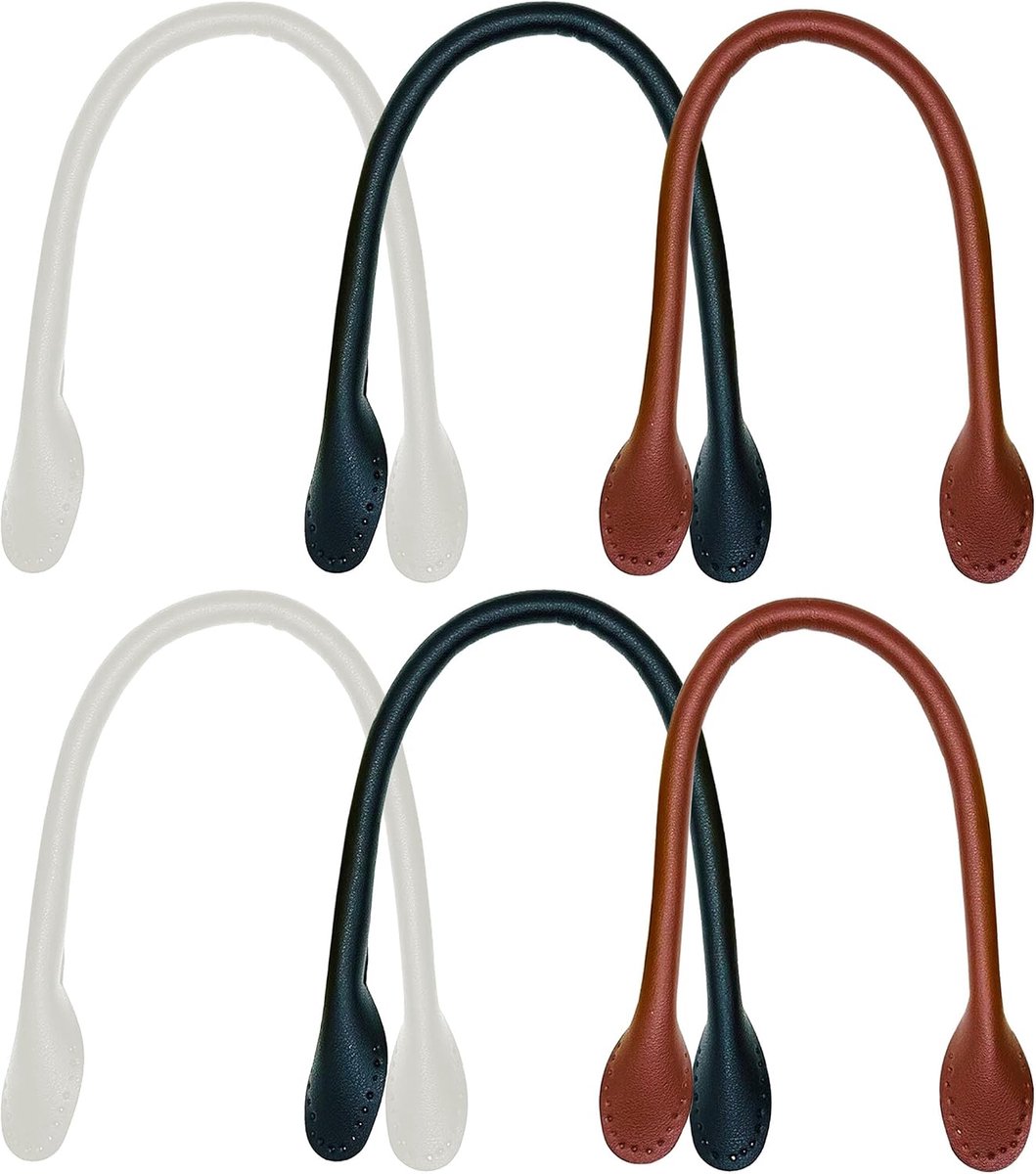 6 stuks lederen tasgrepen, 41,5 cm, vervangende handgrepen voor handtas, accessoires voor het maken en repareren van tassen, 3 kleuren