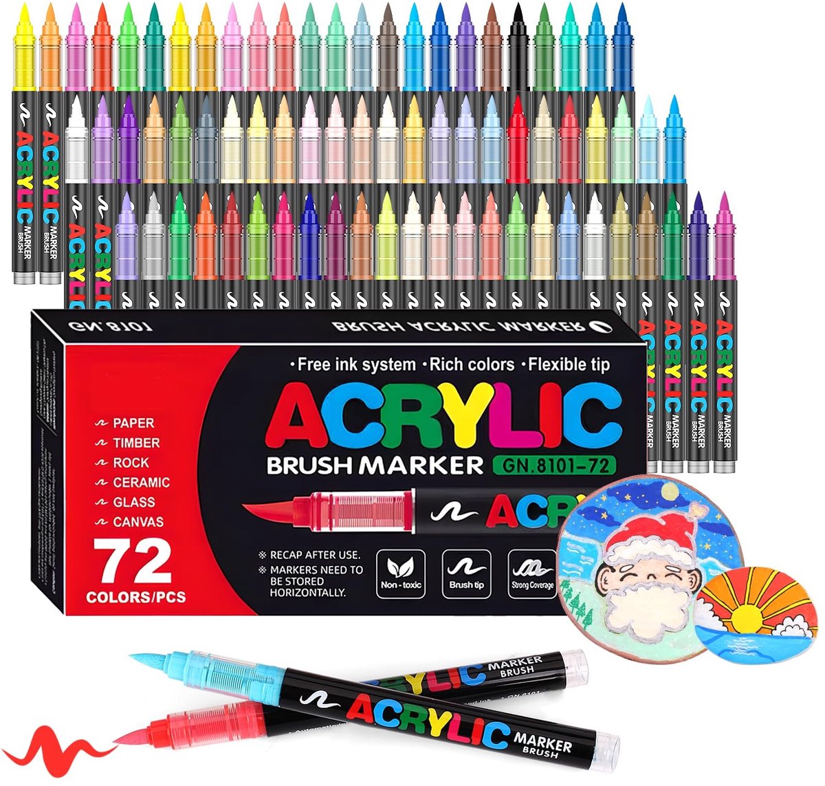 Omgoods - 72 Kleur Acryl Markers Set - Waterdichte Verf Pennen