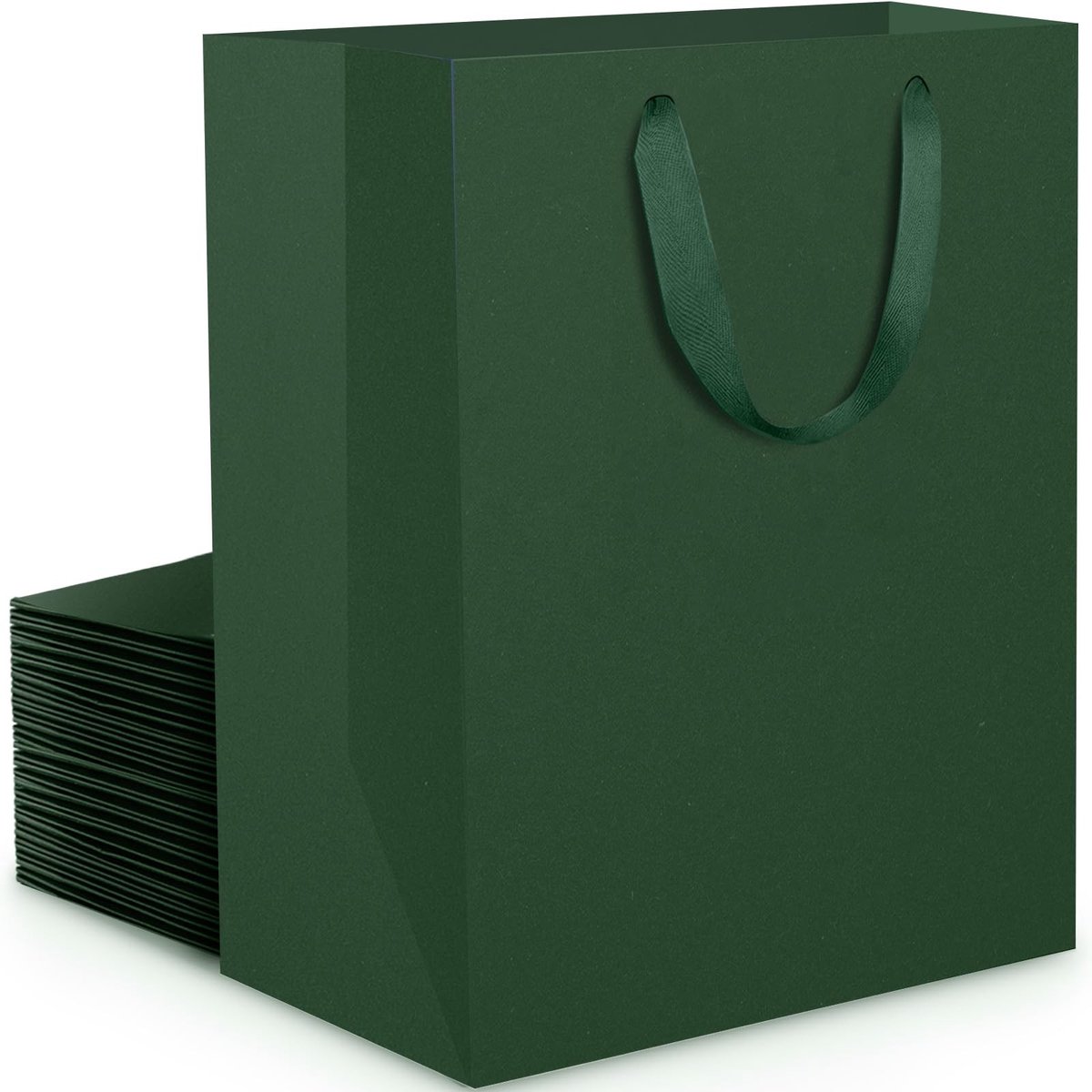 Omgoods - Luxe Donkergroene Papieren Cadeauzakken - 20 Stuks Medium 20x10x28cm