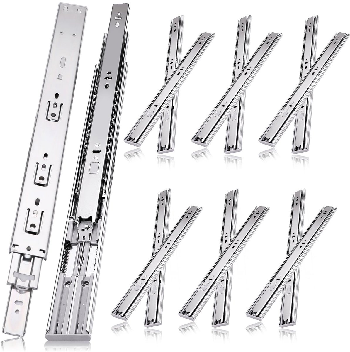 Omgoods - 16" Soft Close Drawer Slides - 6 Pairs, 100lbs Capacity