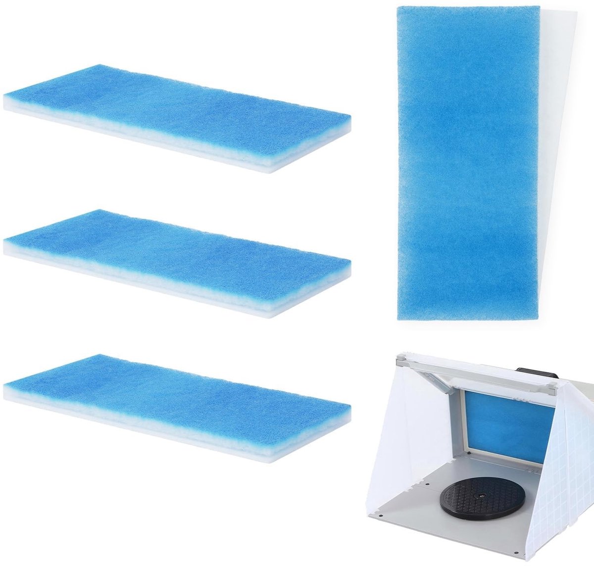 Omgoods- Filtermatten 4 stuks - Dubbellaags Luchtfiltermateriaal - Herbruikbaar - Geschikt voor Spuitcabines - 40,4 x 18,4 x 2 cm - Vangt Effectief Verf Op - Luchtfilter
