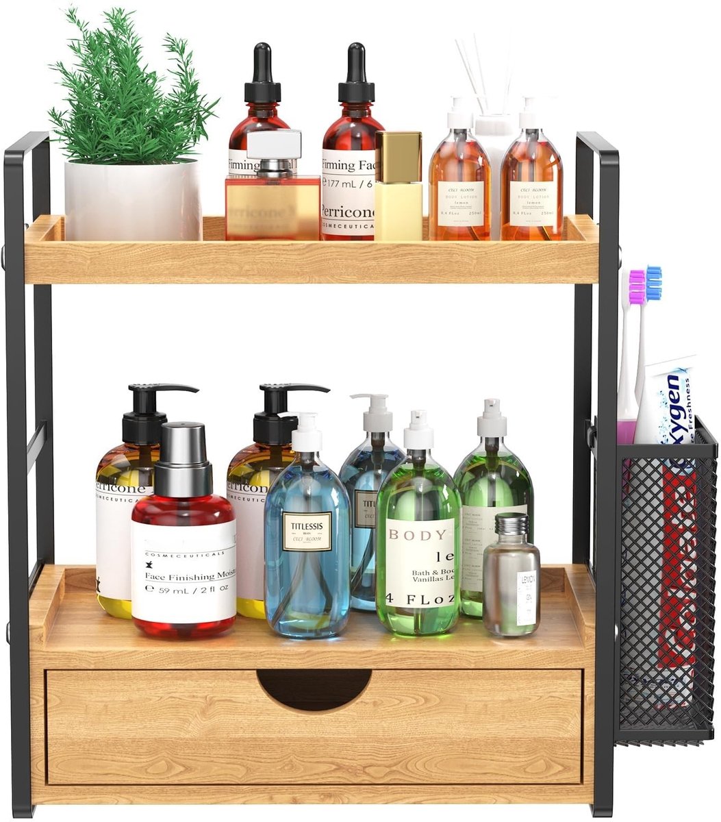 Omgoods - Badkamer Organiser met Lade en Mand voor Make-up en Decoratie