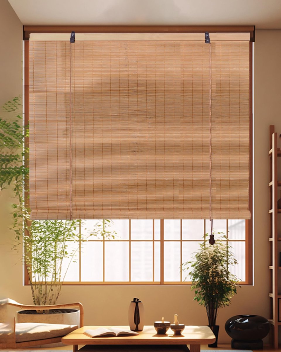 Omgoods - Retro Bamboo Rolgordijn - Zonder Boren 110 x 120 cm