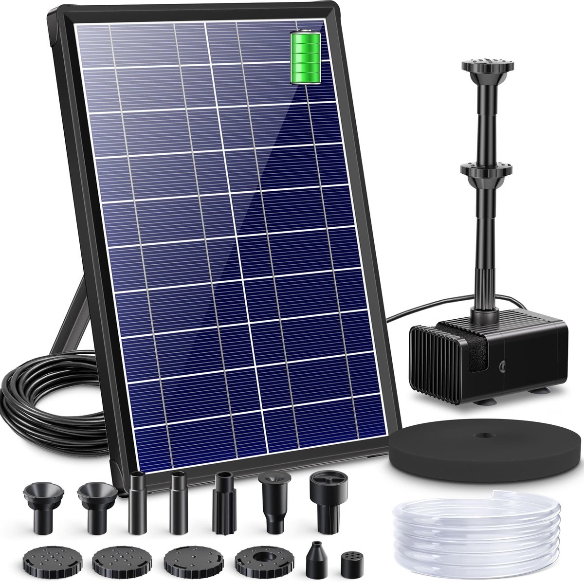 Omgoods - 8W Zonnefontein met 3600mAh Batterij - Duurzame Tuin Decoratie