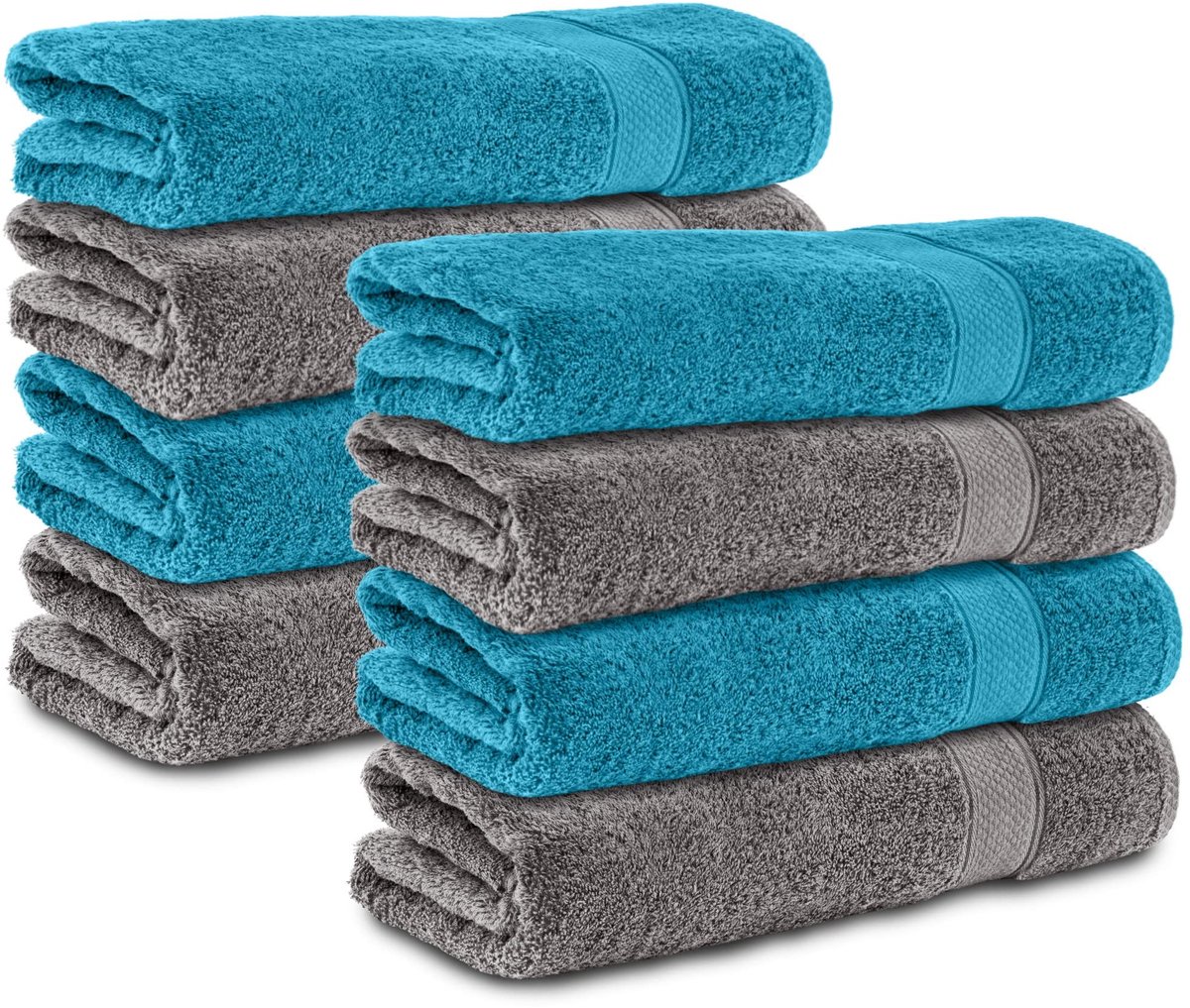 Omgoods - Set van 8 Badhanddoeken 50x100 cm van 100% Katoen