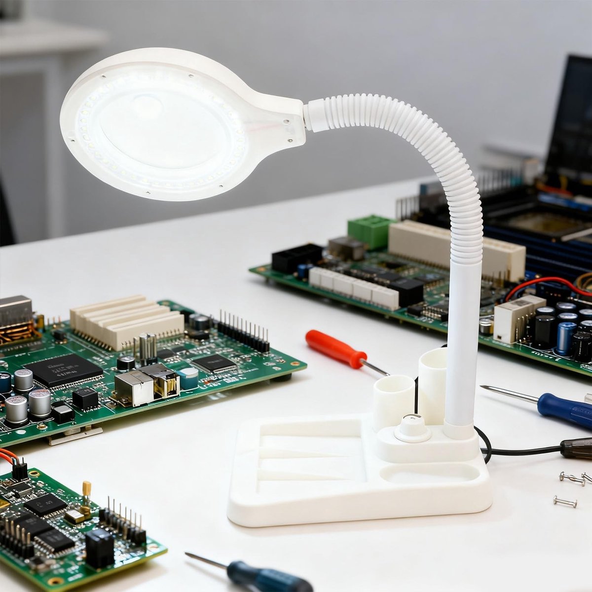 Omgoods - Verstelbare Vergrootlamp met 36 LED Lichten - Handsfree Bureau Vergrootglas voor Nauwkeurig Werk