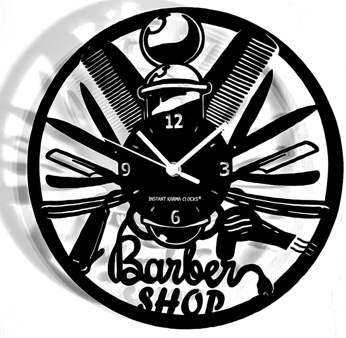 Omgoods - Barber Shop Wandklok - Houten Klok voor Kappers en Schoonheidssalons, 30 cm
