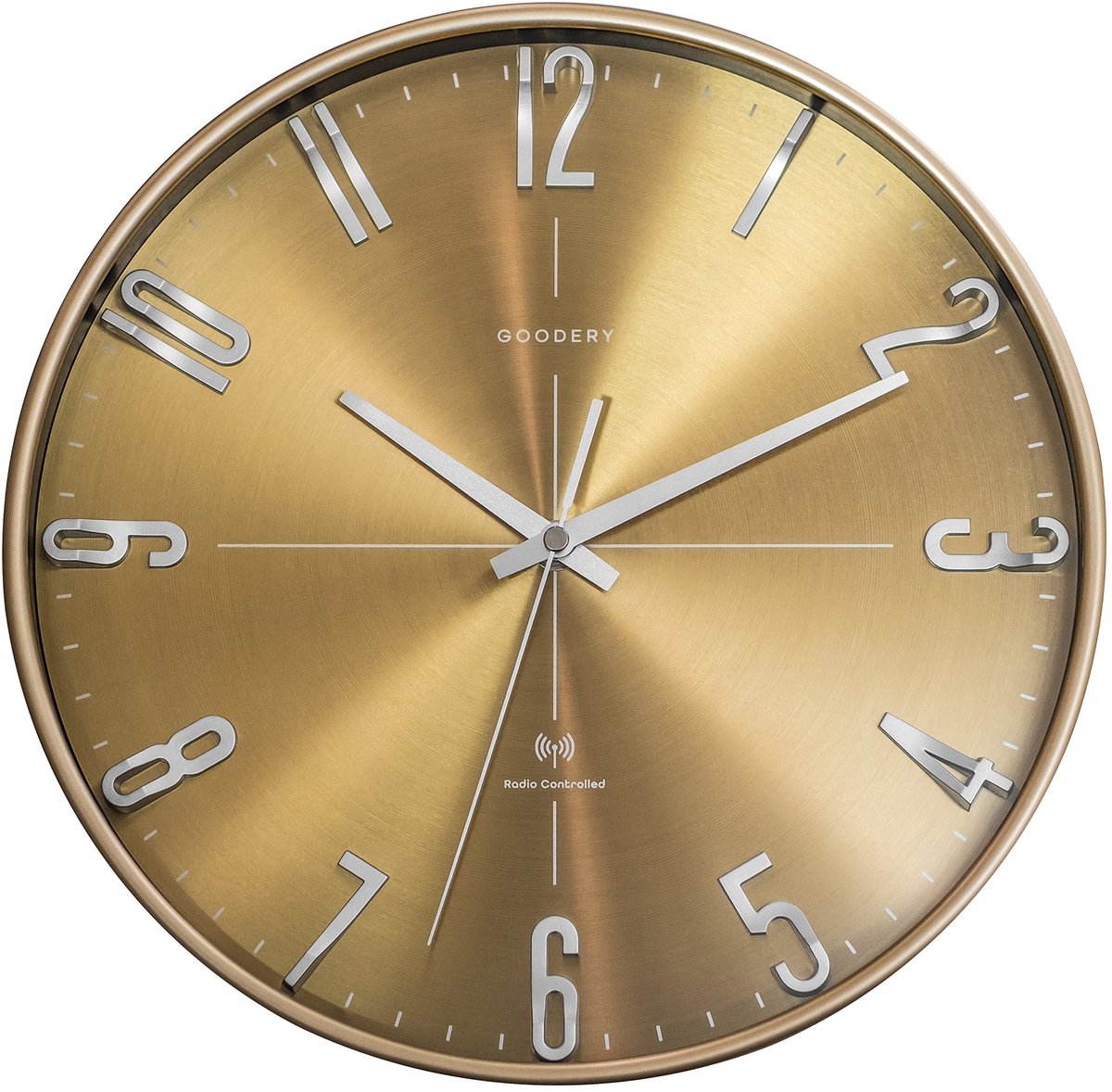 Omgoods - Draadloze Wandklok 30 cm - Stille Moderne Analoge Klok in Goud