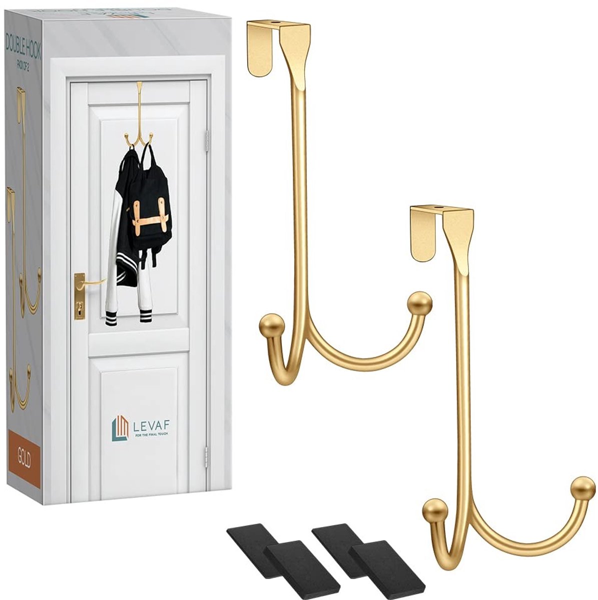 Omgoods - Over-the-Door Haken Set van 2 - Geen Boren, Goud