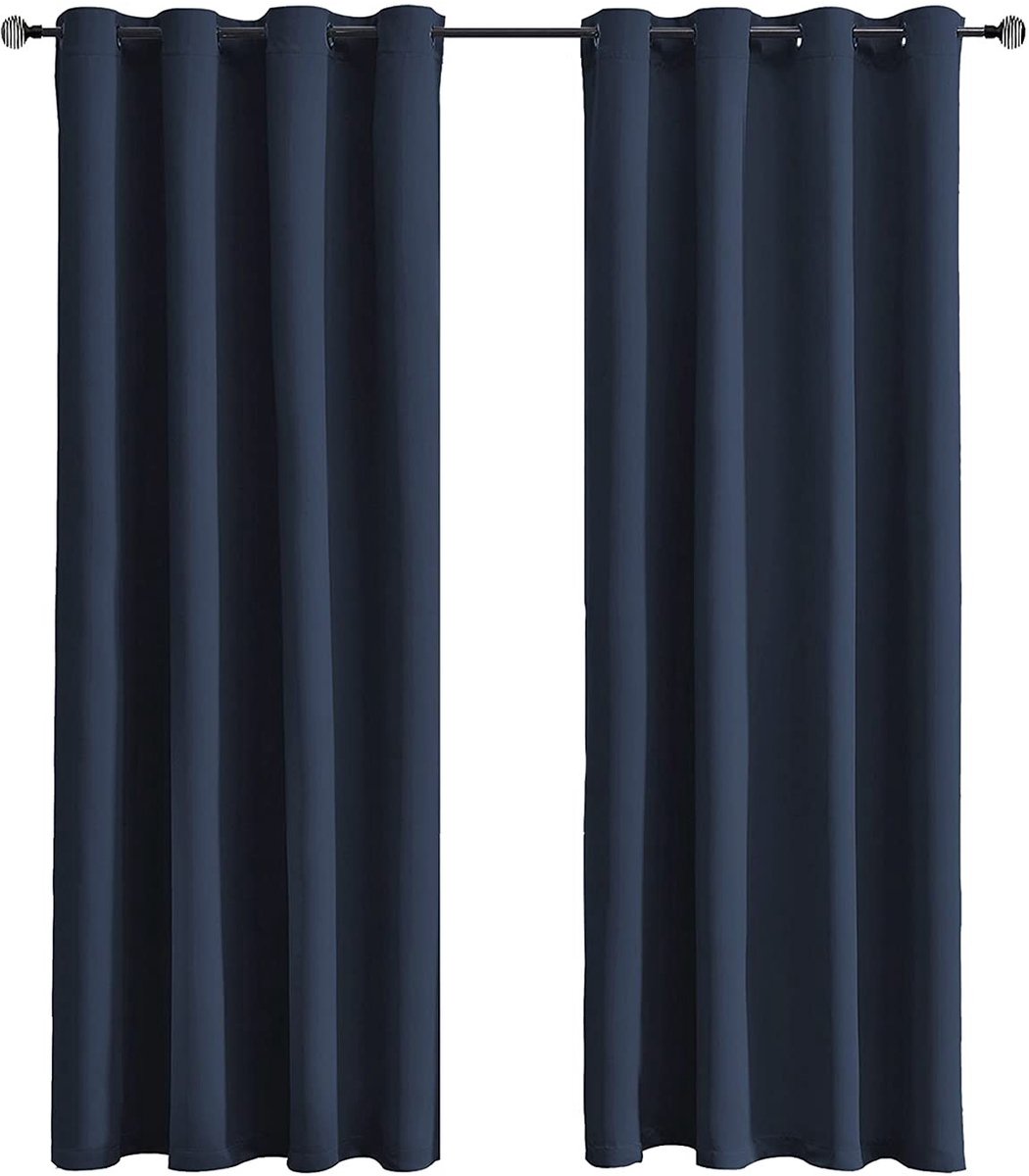 Omgoods - Zwarte Opaque Gordijnen met Oogjes - 1 Stuk - 70 x 120 cm