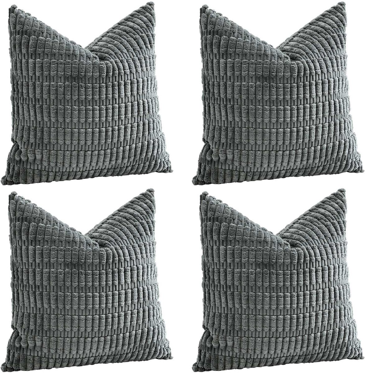 Omgoods - Set van 4 Zachte Corduroy Kussenhoezen - Decoratieve Pillowcases voor Huisdecoratie