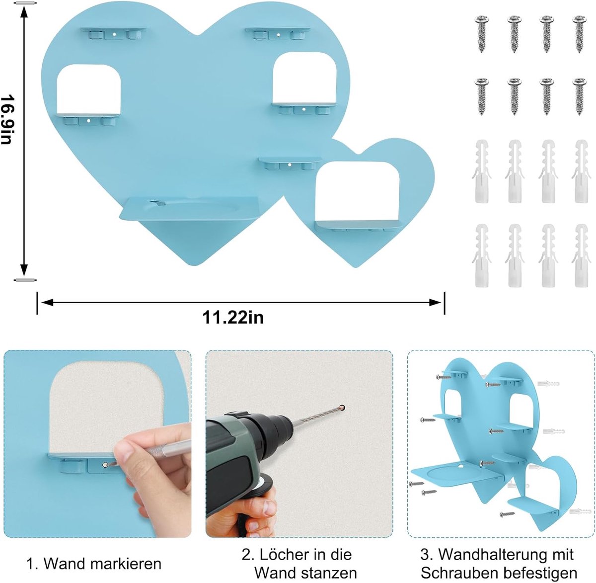 Rek voor Toniebox & Tonie-figuren, opbergrek voor 15-20 Tonie-figuren, magnetisch metalen rek voor kinderkamer, kamerdecoratie, cadeaus voor kinderen (blauw)