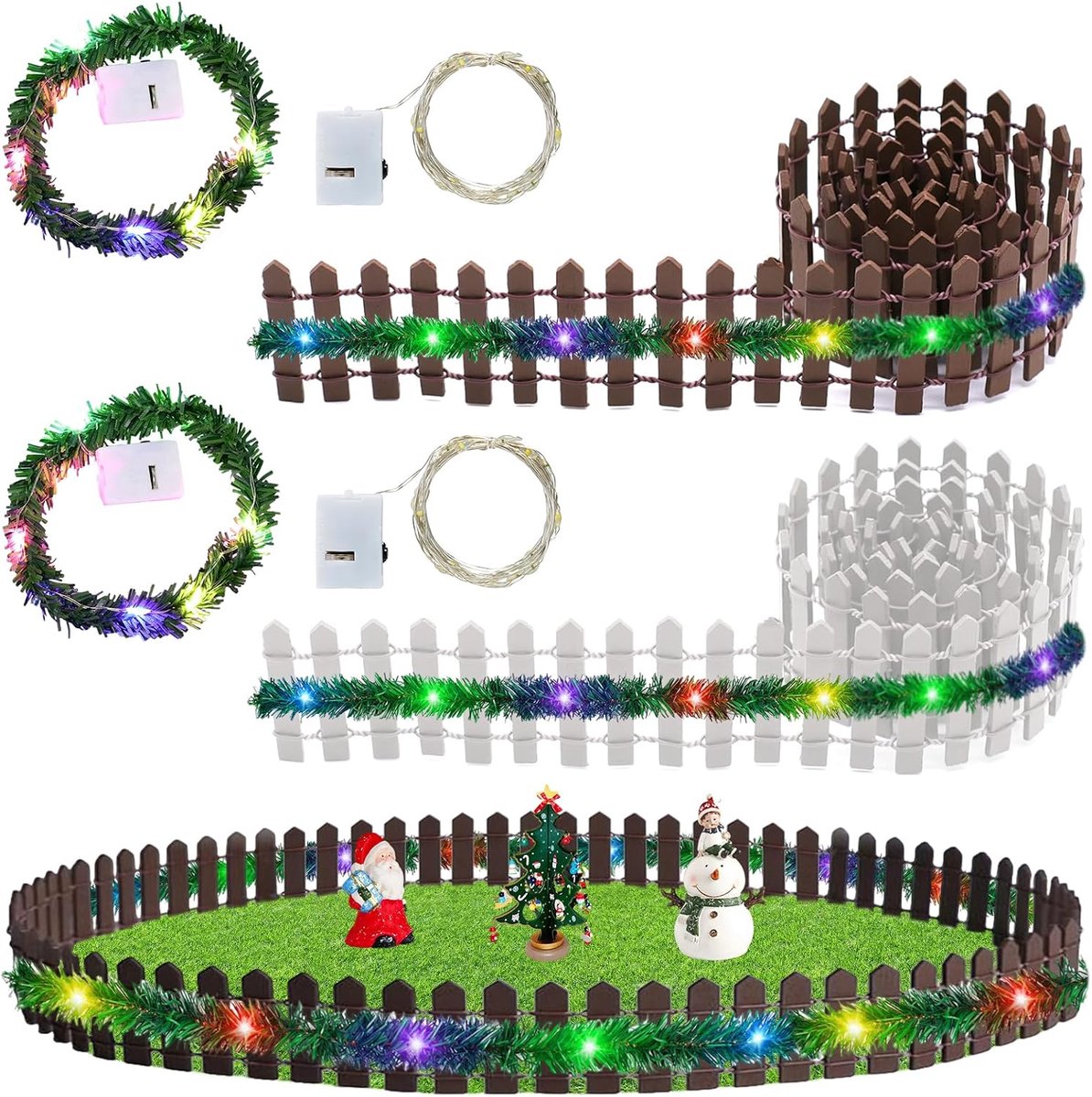 kabouter accessoires Kerstmis, miniatuur omheining tuinhek hout, poppenhuis accessoires Fences, Fairy Garden houten hek, kabouter accessoires Kerstmis, kabouter omheining DIY decor Kerstmis