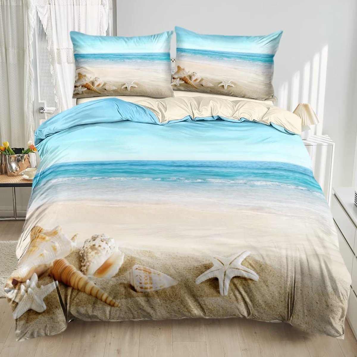 Omgoods - Damier Beddengoedset Ocean 4-delig met 3D Print