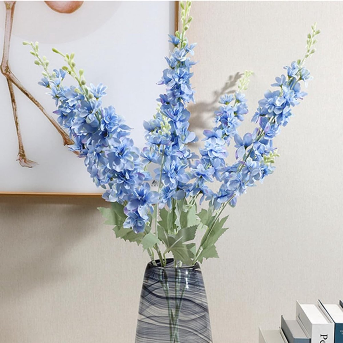 Omgoods- Kunstmatige Bloemen 86 cm - Delphinium Takken - Nep Ridderspoor - Bloem Decoratie - 5 Stuks - Hoge Stelen