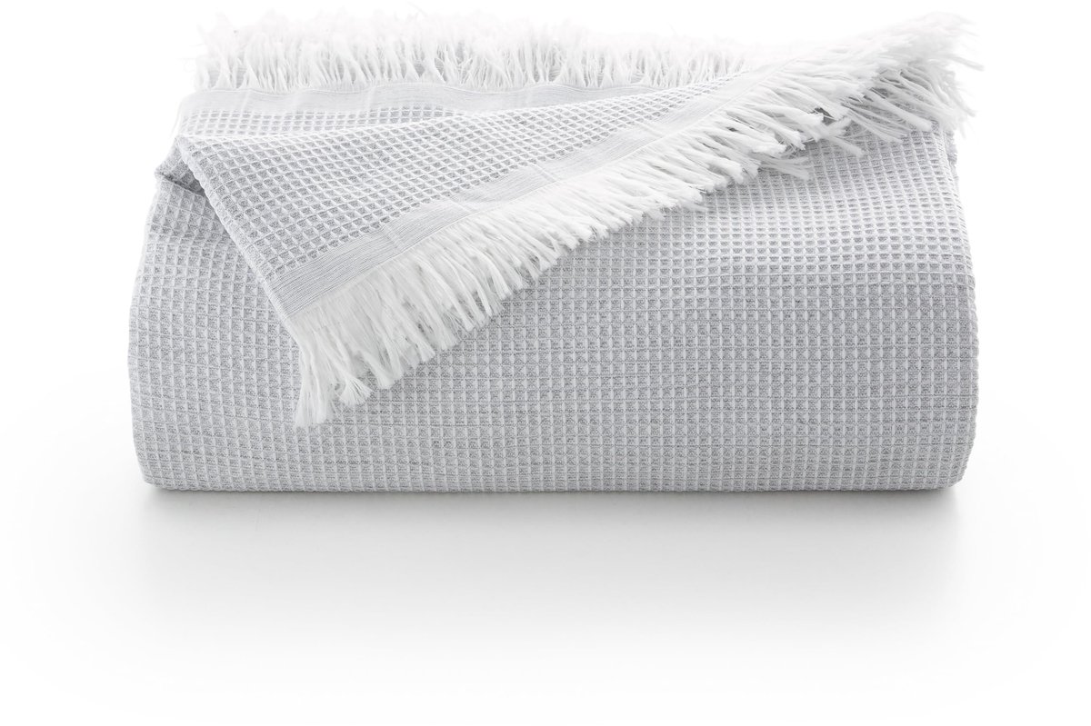 Omgoods - Multifunctionele Bedsprei 180 x 280 cm - Lichtgrijze Honeycomb Deken