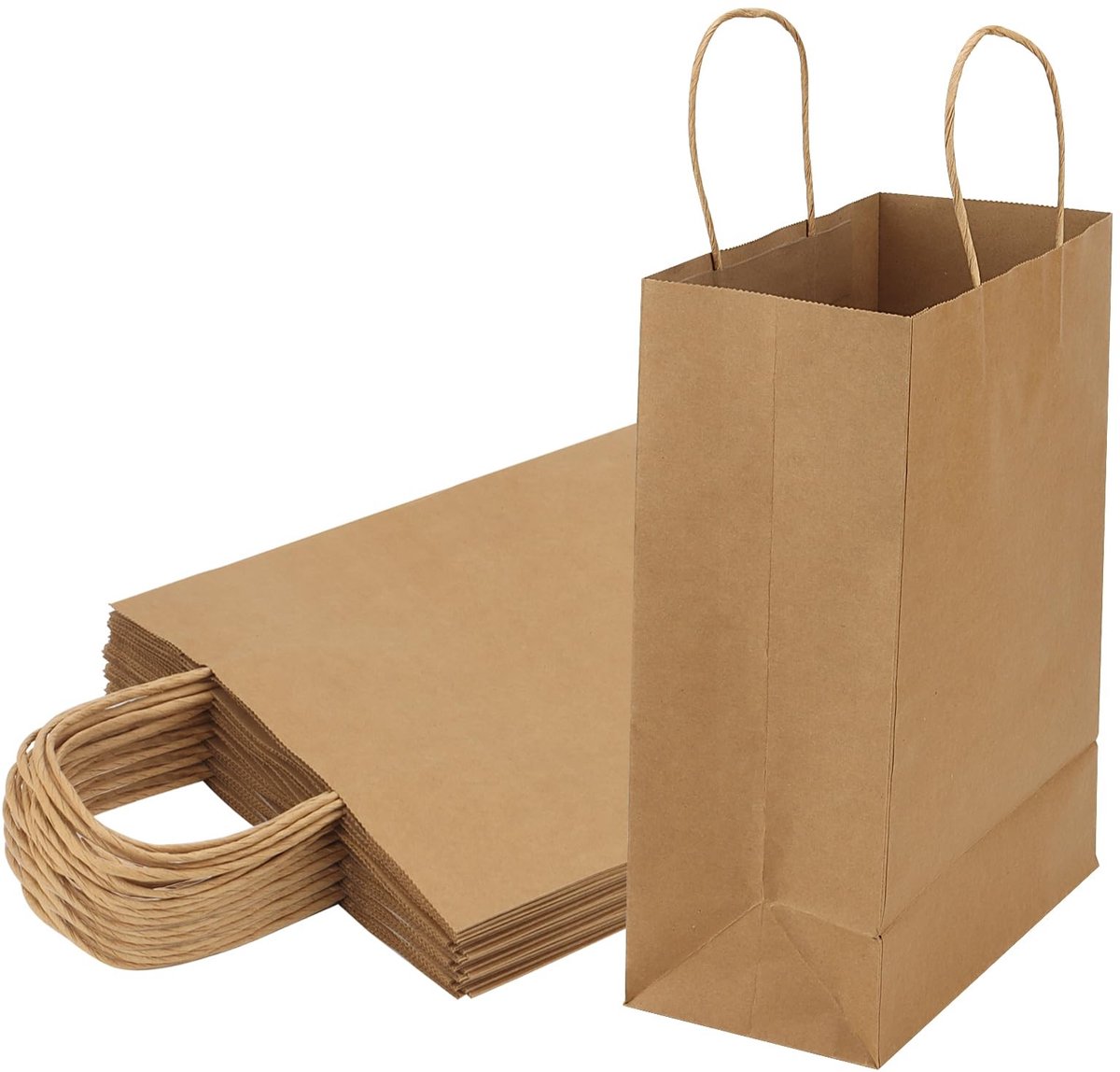 Omgoods - 30 Stuks Bruine Papieren Tassen met Gedraaide Handvatten - Ideaal voor Verpakking en Winkelen