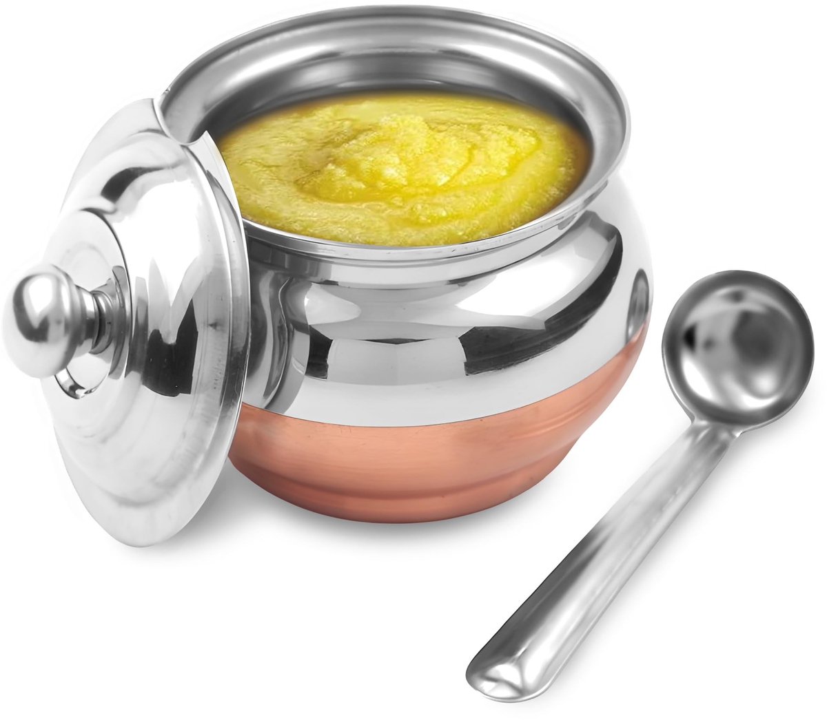 Omgoods - Koper-Coated Ghee Pot met Lepel 200 ml