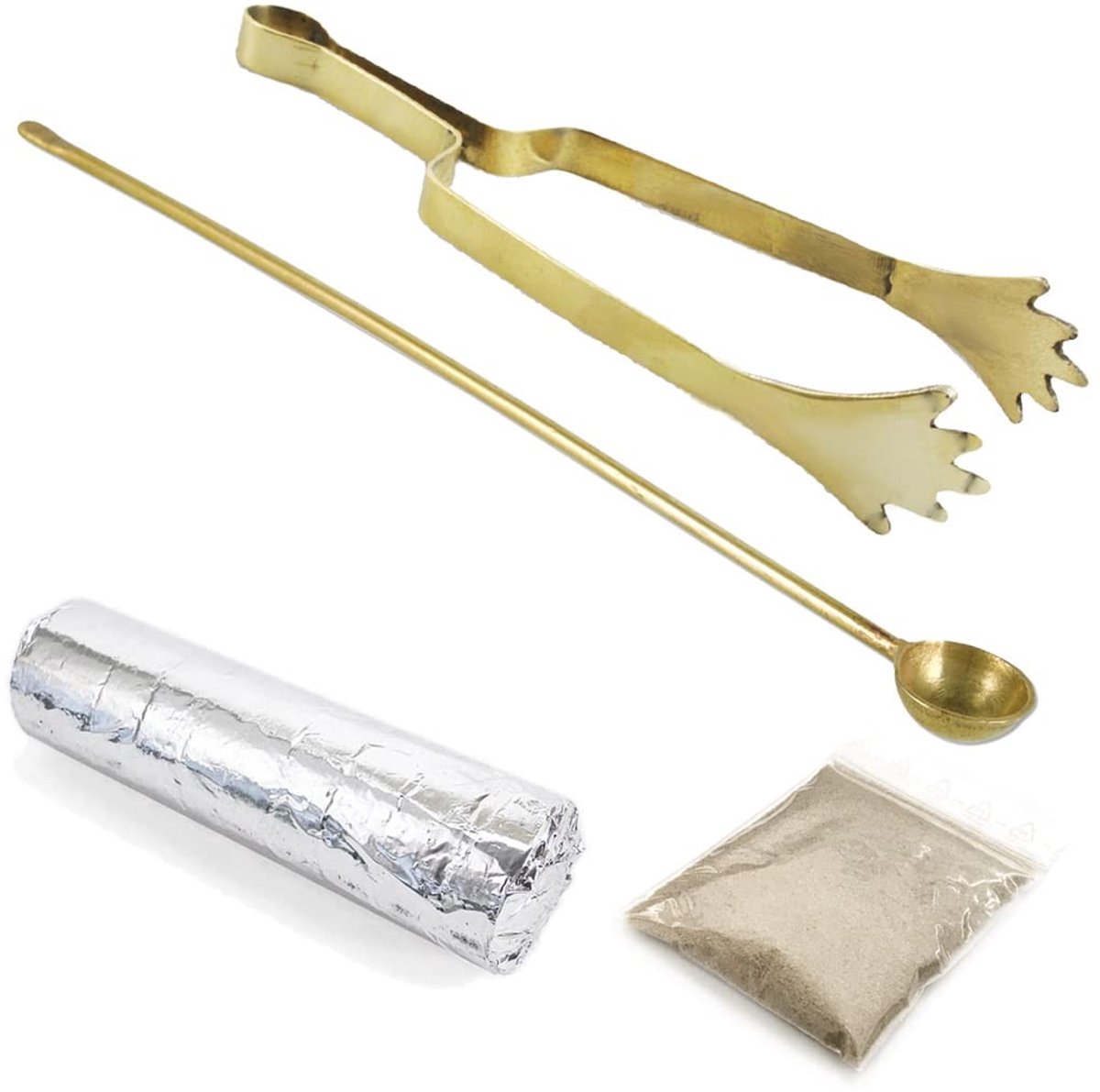 Omgoods - 4-delige Set Incense Tangen en Lepels met Incense Kolen en Zand