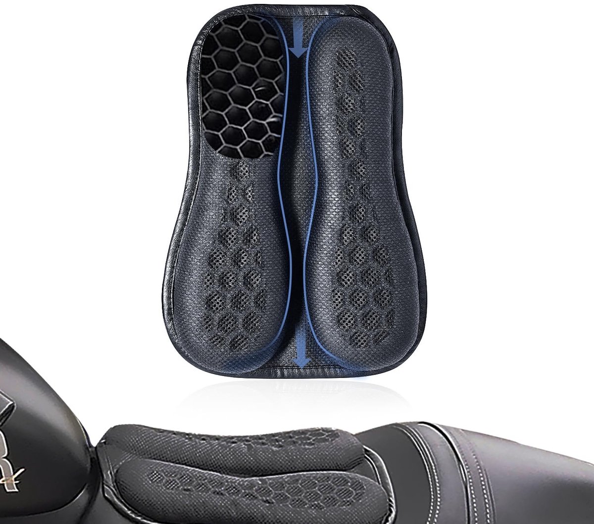 Omgoods - Vouwbare Gel Zitkussen voor Motor - 3D Honingraat Schokabsorberend
