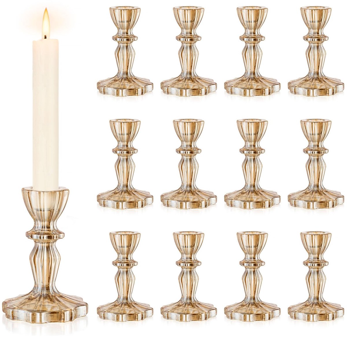 Omgoods - Vintage Kristallen Kandelaar Set van 12 voor Bruiloften en Decoratie
