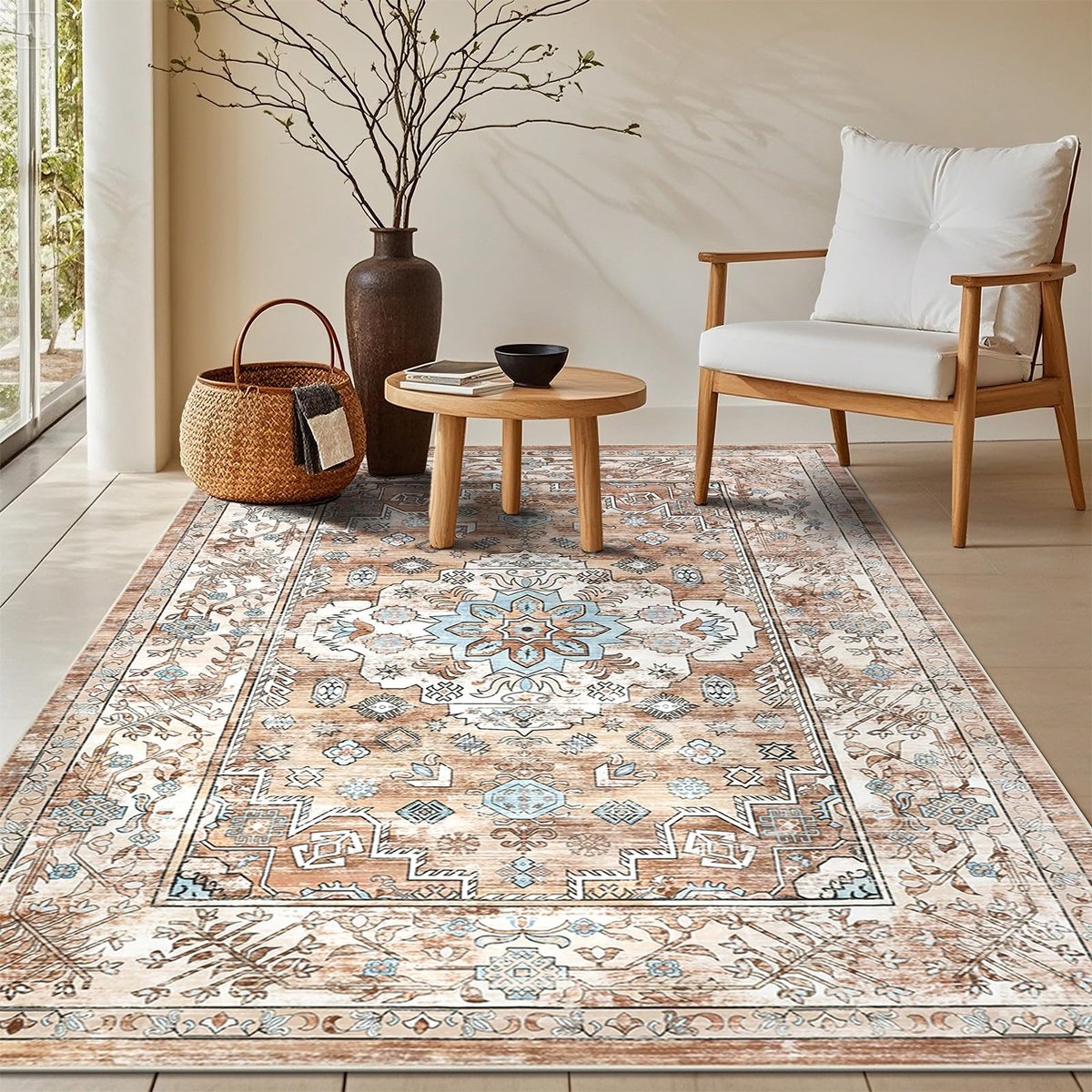 Omgoods - Vintage Woonkamer Tapijt 90 x 150 cm - Machine Wasbaar en Antislip