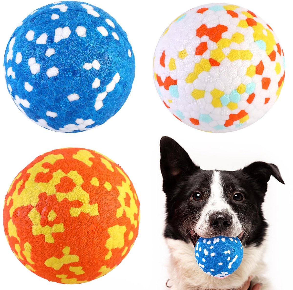 Omgoods - Set van 3 Onverwoestbare Hondenspeelballen - Rubber Chew Toys