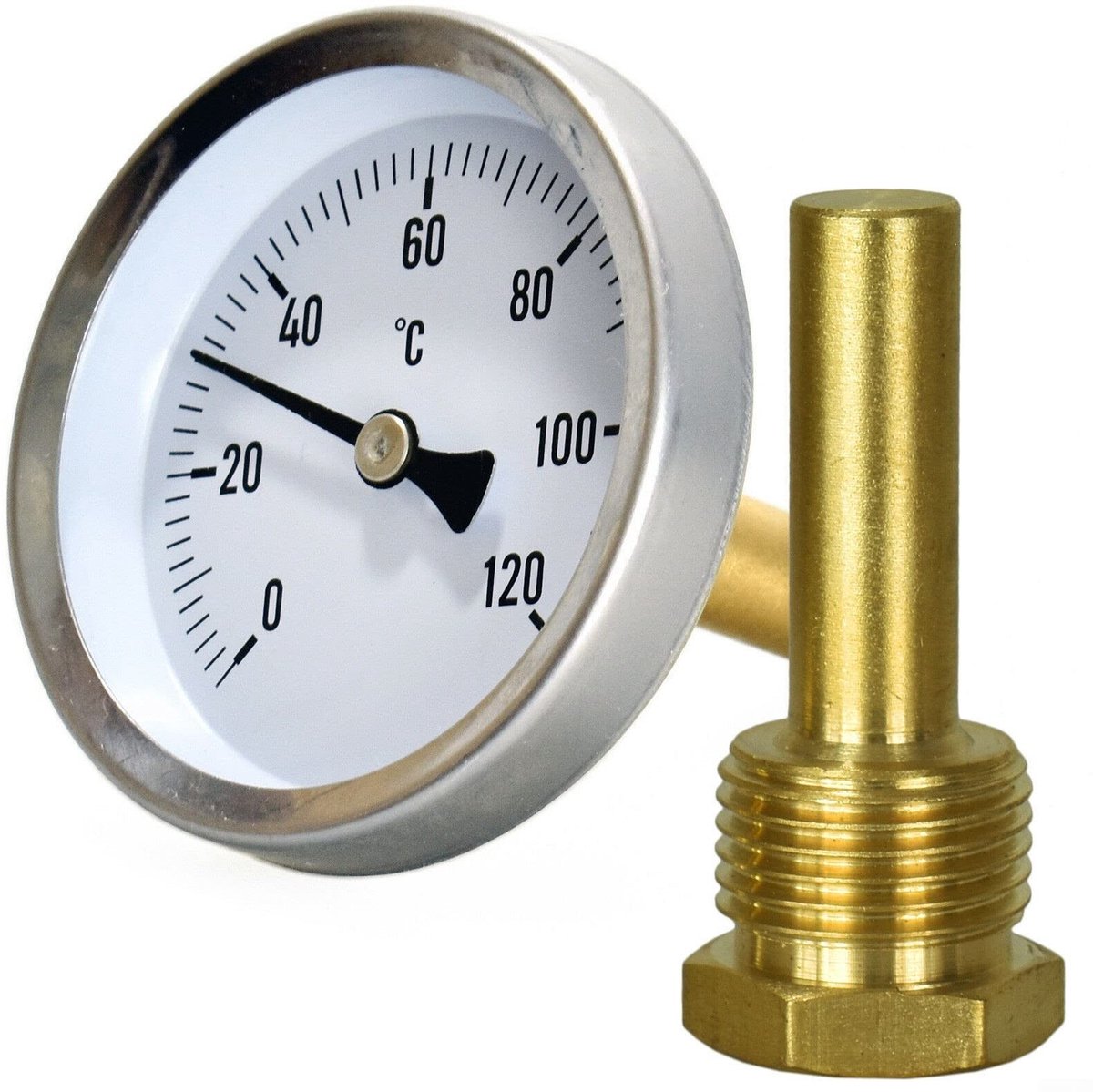Omgoods - Metalen Thermometer voor Heet Water - 0-120°C - 63 mm