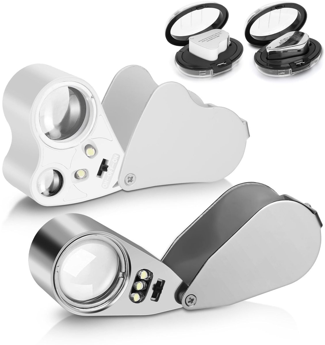 Omgoods - Loupe Vergrootglas - 2 Stuks met UV en LED Licht voor Juweliers
