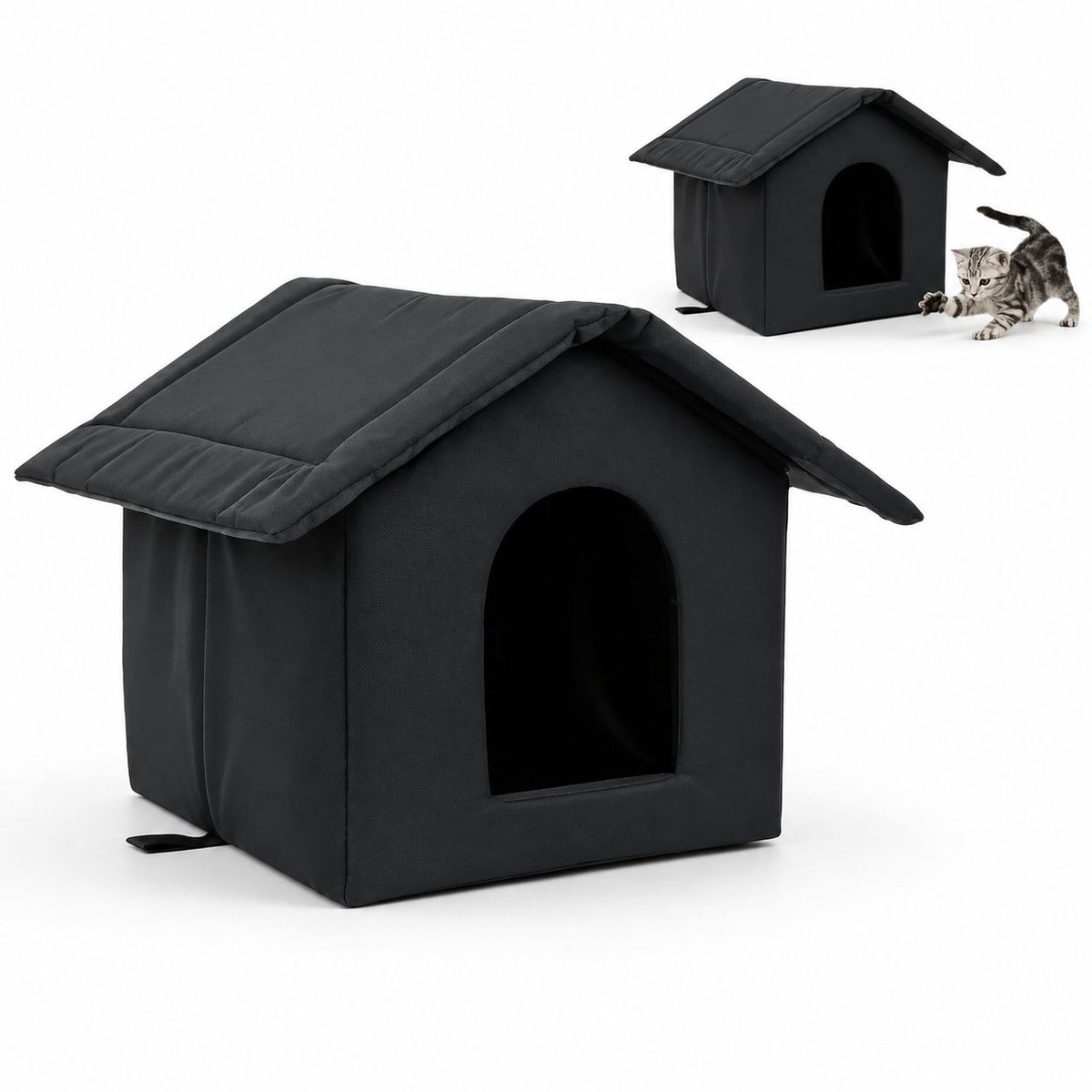 VHV - Kattenhuis voor buiten 35 x 30 x 35 cm - Geïsoleerd en waterafstotend kattenbed - Voor winter, katten en kleine honden