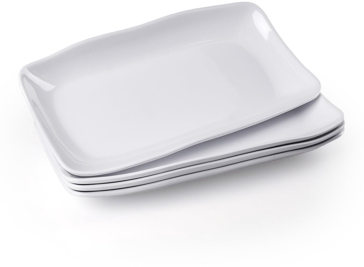 Omgoods - Set van 4 Stuks Witte Hoekige Borden - Modern en Duurzaam