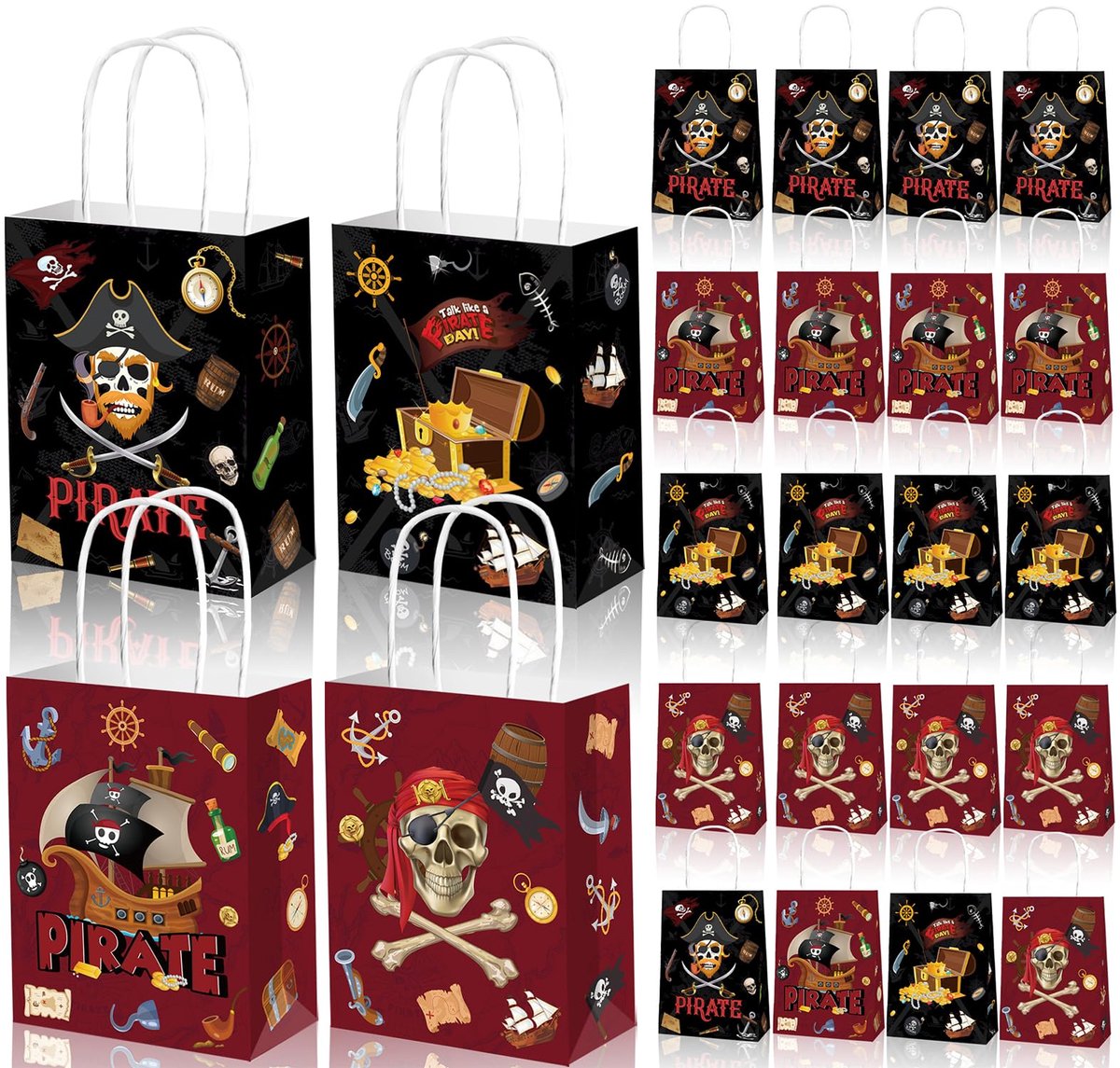 Omgoods - 16 Stuks Piraten Gift Tassen - Feest Favorieten voor Kinderen