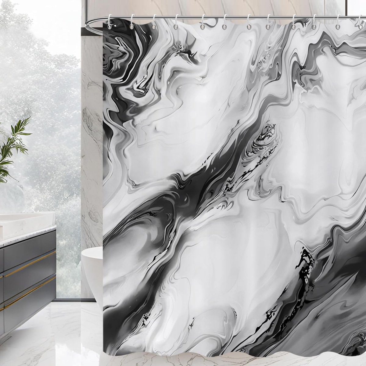 Omgoods - Douchegordijn 180 x 180 cm met Abstracte Marmerprint
