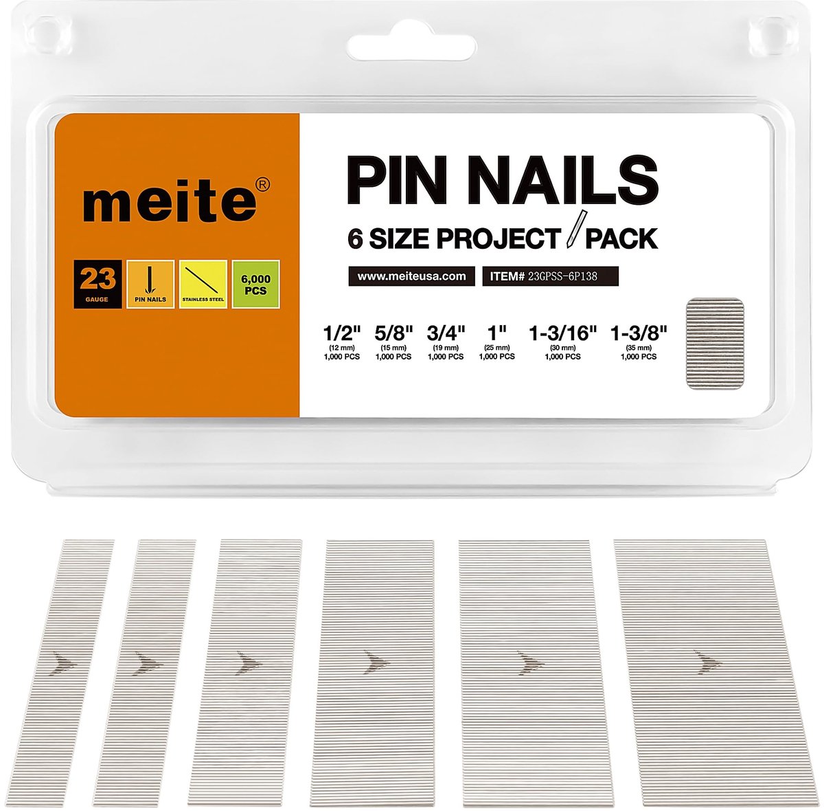 Omgoods - 23GA Pin Nagels - 6 Maten voor Precisiewerk en Afwerking