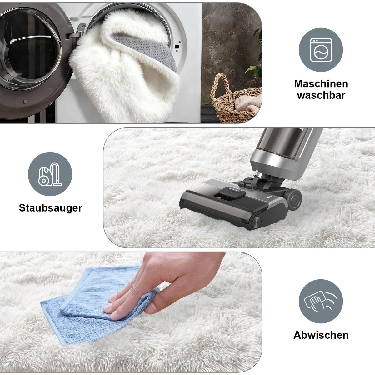 Omgoods - Hoge Stapel Loper - Zacht en Wasbaar, Antislip 60x180cm Crème