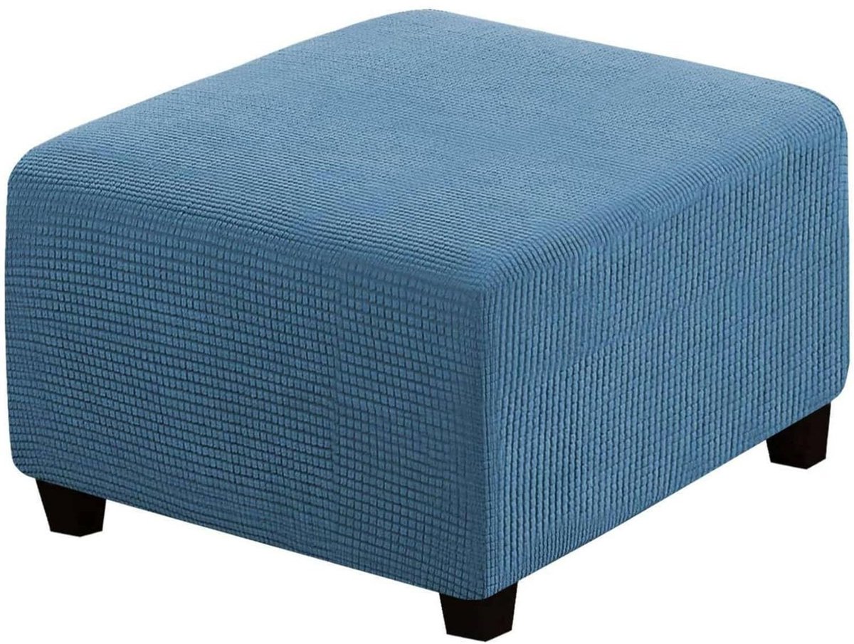 Omgoods - Stretch Jacquard Voetenbank Covers - Wasbare en Vouwbare Opbergoplossingen in Dusty Blue