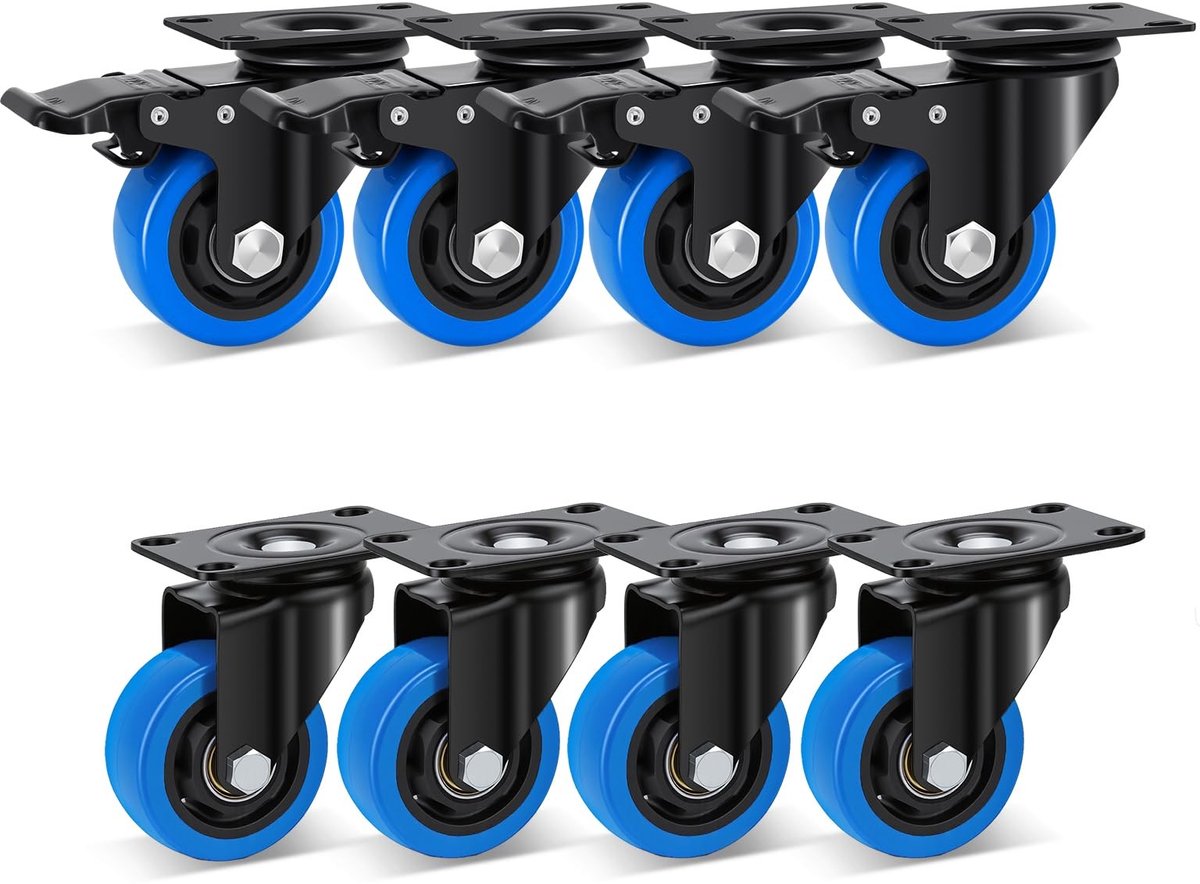 Omgoods - 75 mm Zwenkwielen voor Meubels - Stil en Duurzaam met een Laadcapaciteit van 135 kg