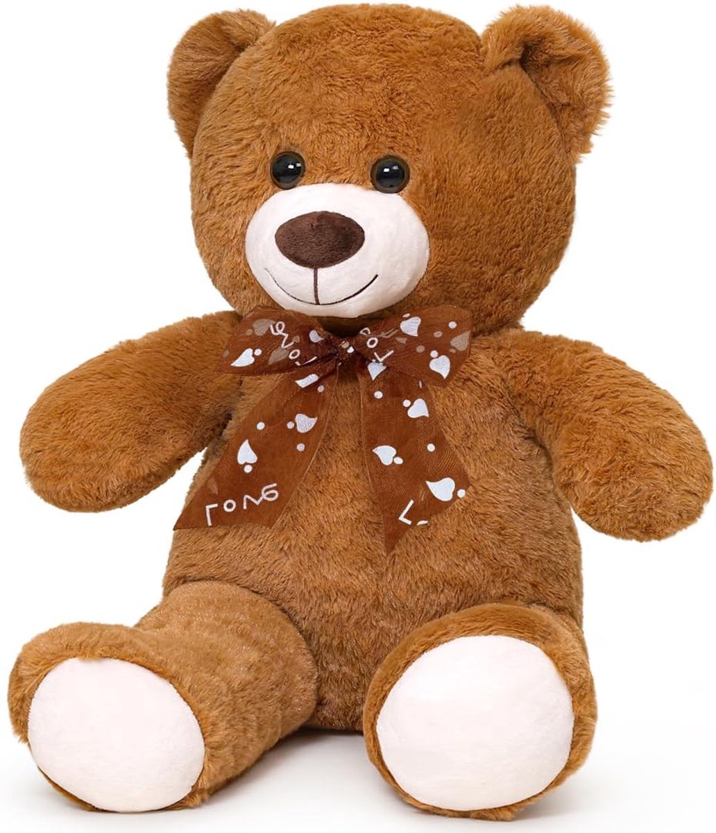 Teddybeer, 60 cm pluche knuffelbeer, pluchebeer met knoopogen, zachte leuke knuffelpop, knuffeldier, speelgoed, cadeau voor kinderen, jongens, meisjes, verjaardag, Kerstmis, Valentijnsdag