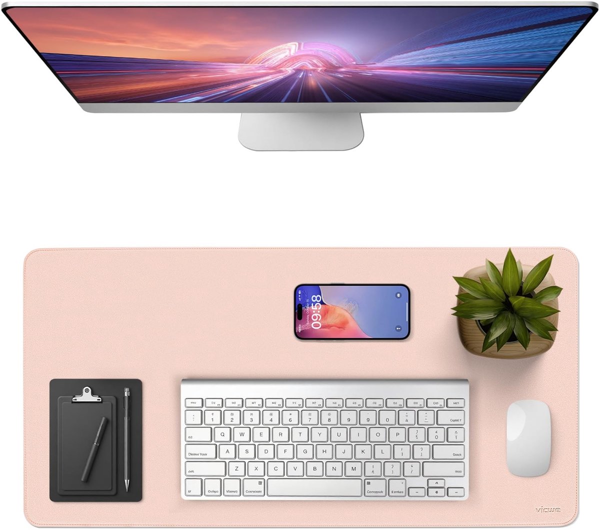 Omgoods - Desk Pad - Multifunctionele PU Leren Muismat (60 x 40cm, Roze)