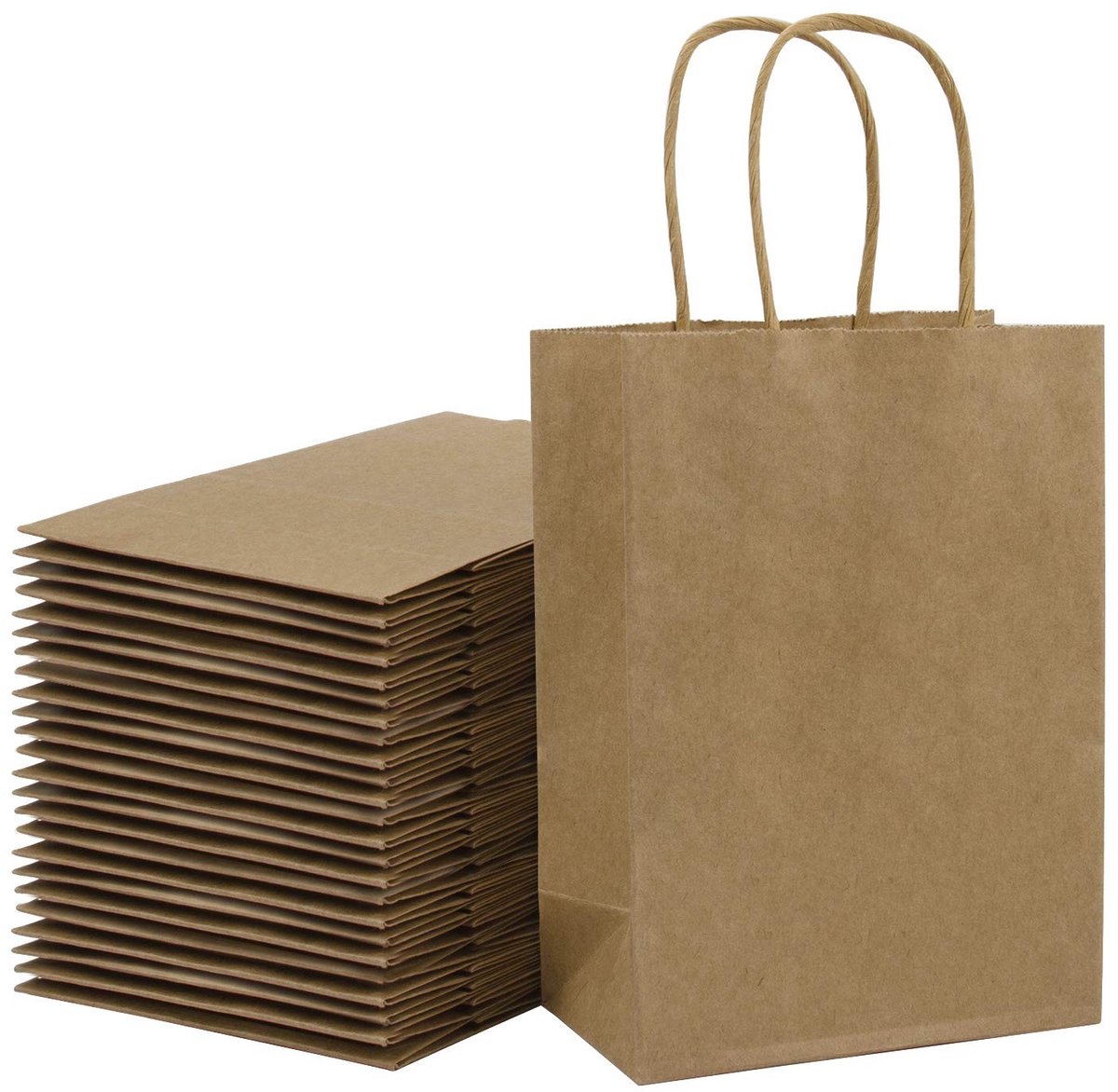 Omgoods- Cadeauzakjes Grote Verpakking - Papieren Zakjes - Kraftpapier - 25 Stuks - Handgrepen - 120 g Basisgewicht - 25,4 x 12,7 x 33 cm - Geschenkzakken