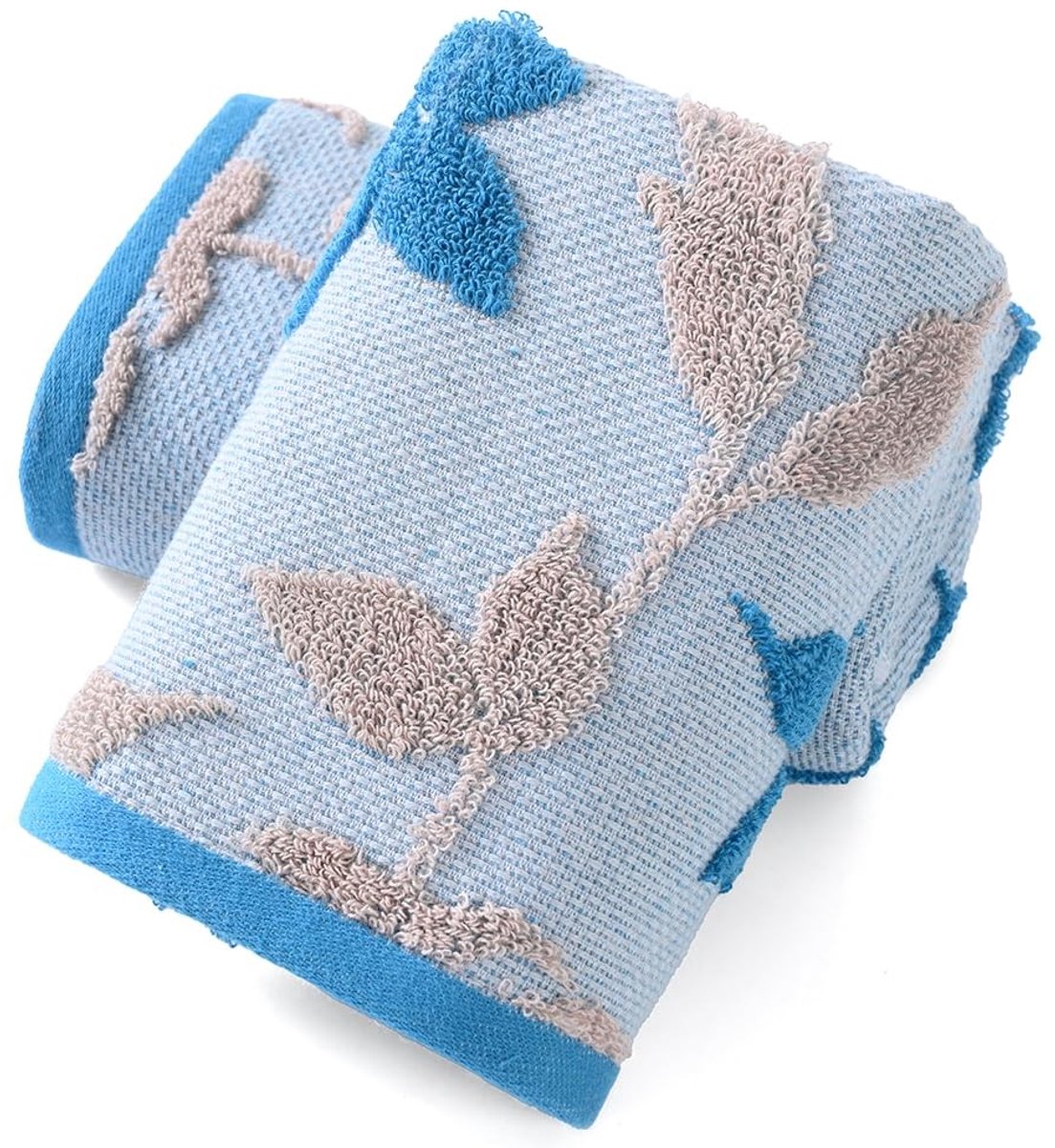 Omgoods - Set van 2 Decoratieve Handdoeken met Bladpatroon