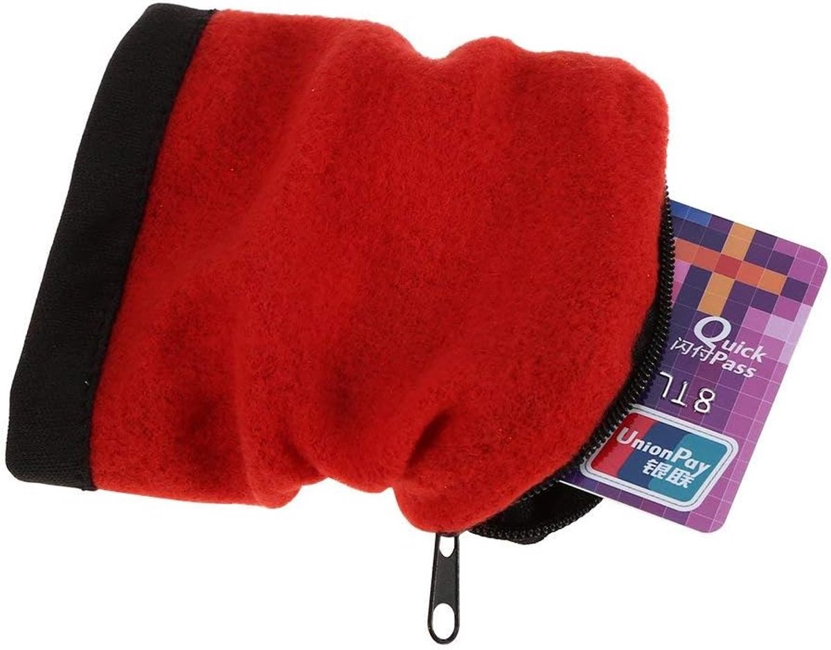Polstas met fleece ritssluiting, voor hardlopen, reizen, sportschool, fietsen, sport, sleutelopslag, veilig, licht, rood