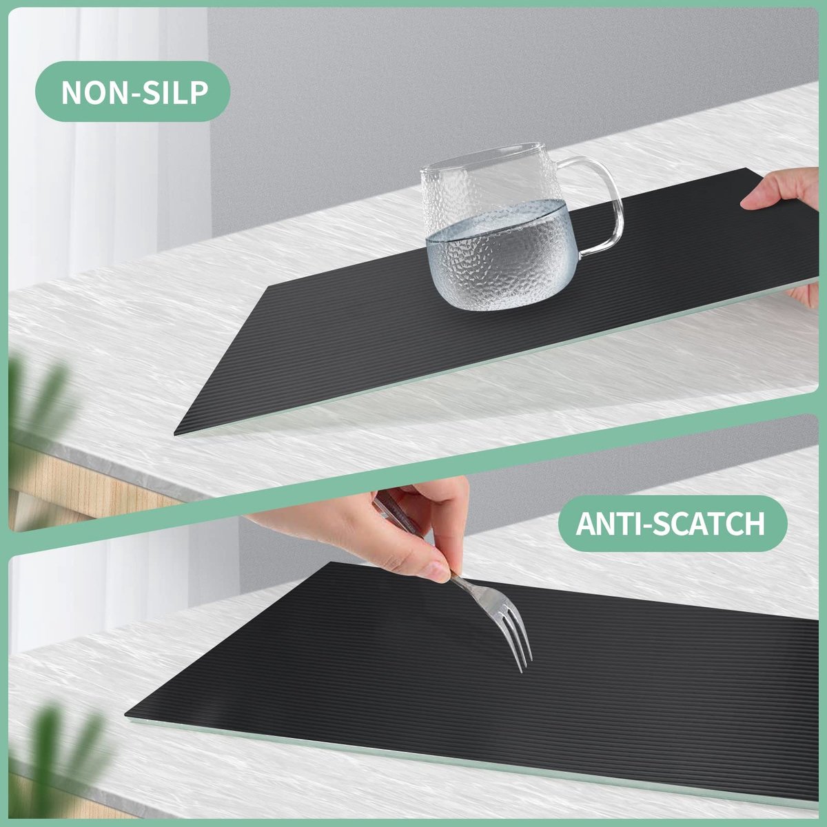 Omgoods - Waterdichte Keukenlade Mat - Antislip Mat (Zwart, 40 cm x 600 cm)