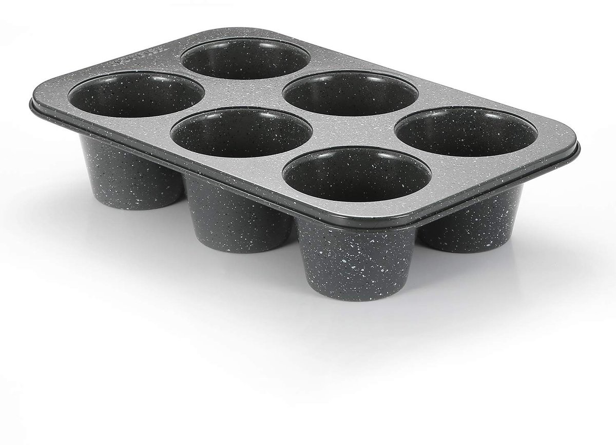 Omgoods - Jumbo Diepe Muffin Mould - 6 Cups, Non-Stick Carbon Staal